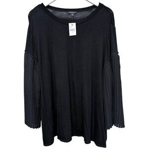 LANE BRYANT Womens Top Plus Size 22/24 Sheer Pleat Flowy Sleeves Tee NWT